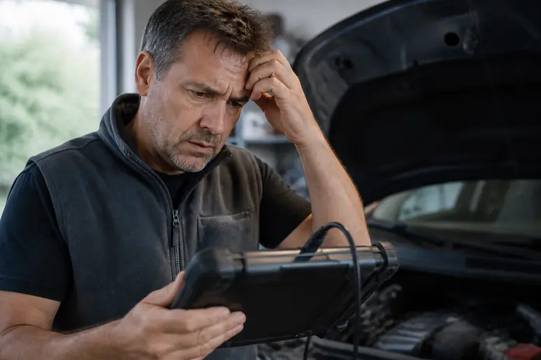 Un particulier français rencontre des difficultés à interpréter une valise diagnostic auto multimarque professionnelle.