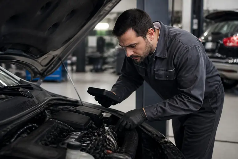 Vérification des calculateurs automobiles avec une valise topdon dans un atelier professionnel